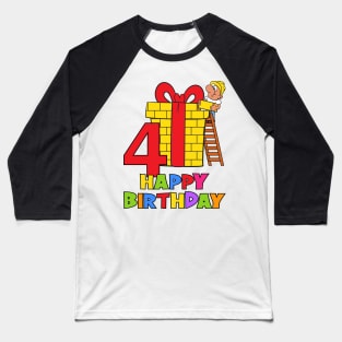 4th Birthday Party 4 Year Old Four Years Baseball T-Shirt